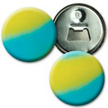 2 1/4" Diameter Magnetic Bottle Opener w/ 3D Lenticular Effects - Yellow/Turquoise (Blank)